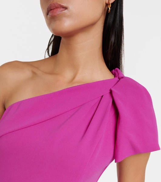 Bow-detail one-shoulder cady gown