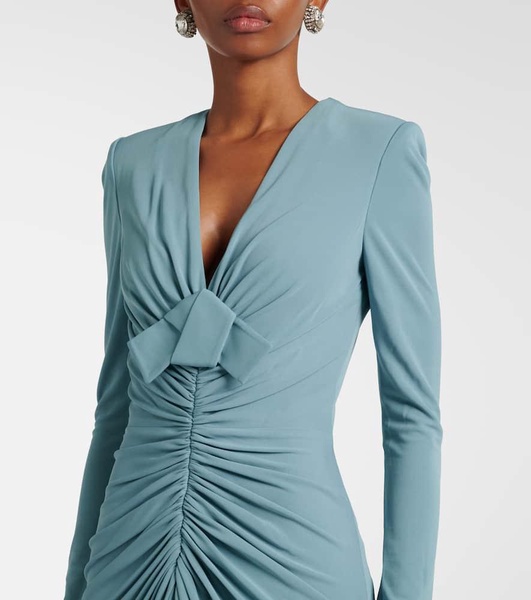 Bow-detail ruched jersey gown