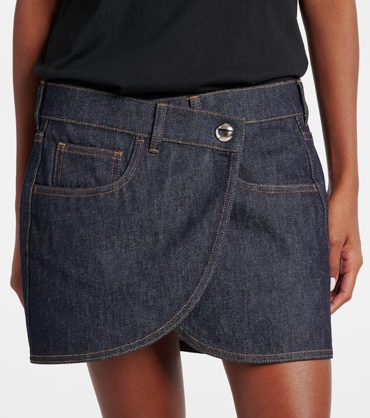 Asymmetric denim miniskirt