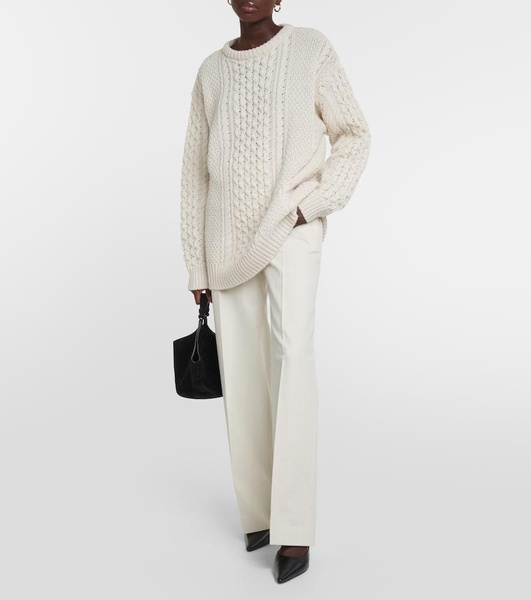 Oversized cable-knit wool sweater