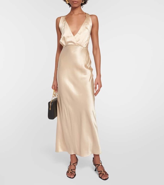 Milo silk charmeuse midi dress