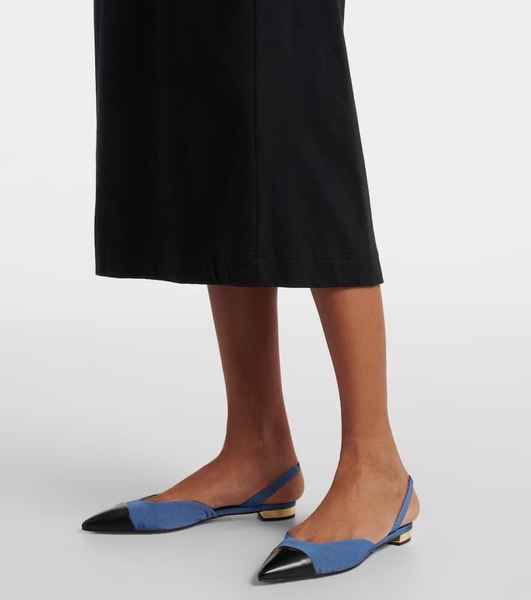 Milanese leather-trimmed slingback flats