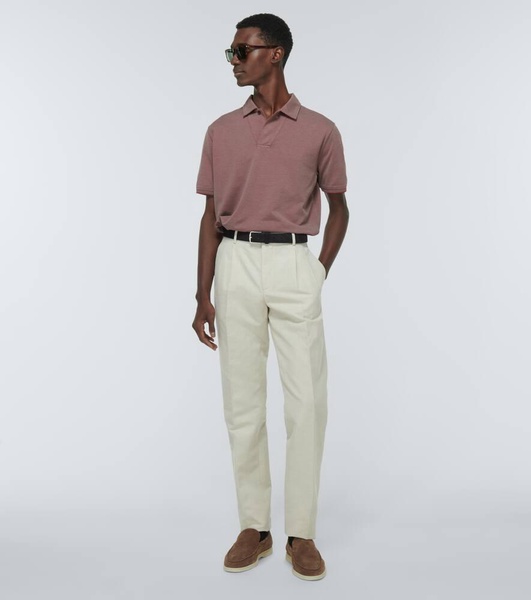 Cotton and silk piqué polo shirt