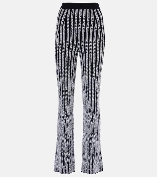 Chevron Lamé Flared Pants