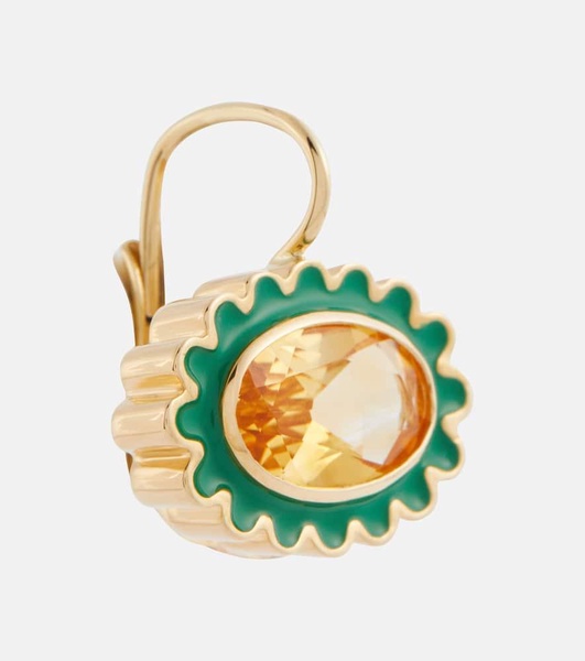 Margarita 18kt gold earrings with citrine and enamel