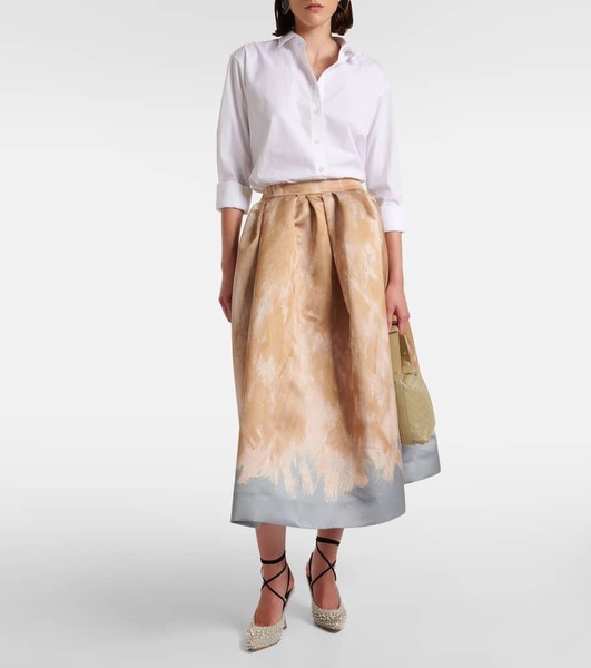 Printed high-rise midi skirt