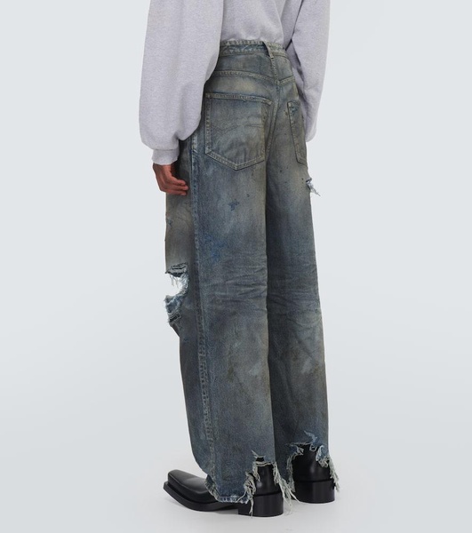 Distressed wide-leg jeans