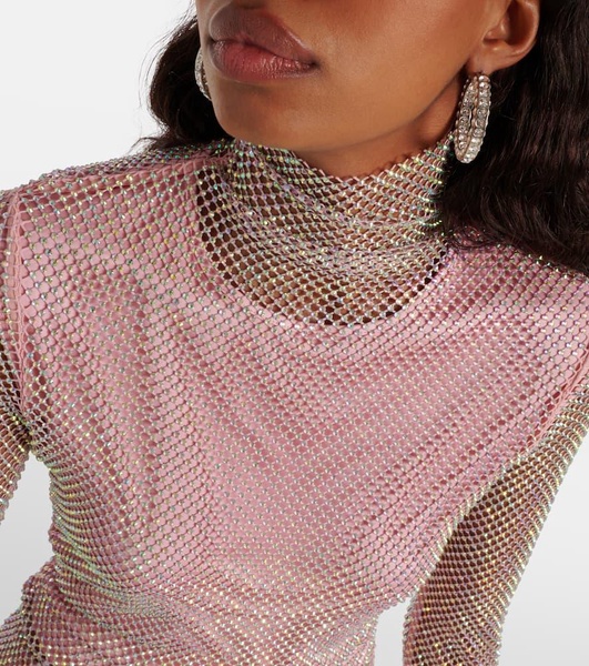 Fishnet embellished turtleneck top