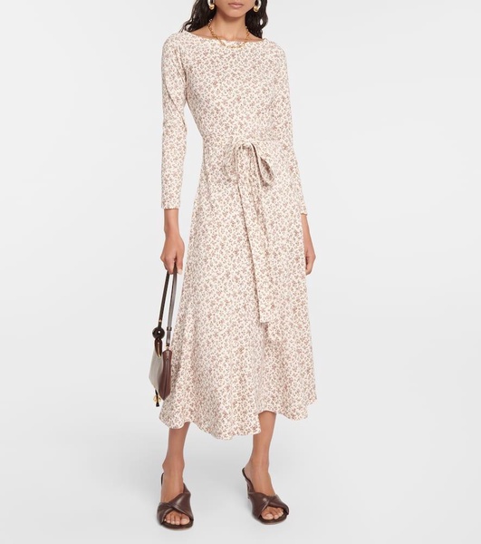 Floral jacquard cotton midi dress