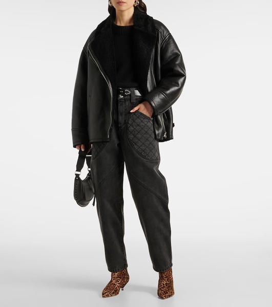 Adelina shearling-lined leather coat