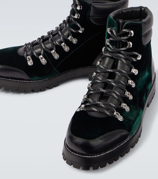 Janka leather-trimmed velvet combat boots