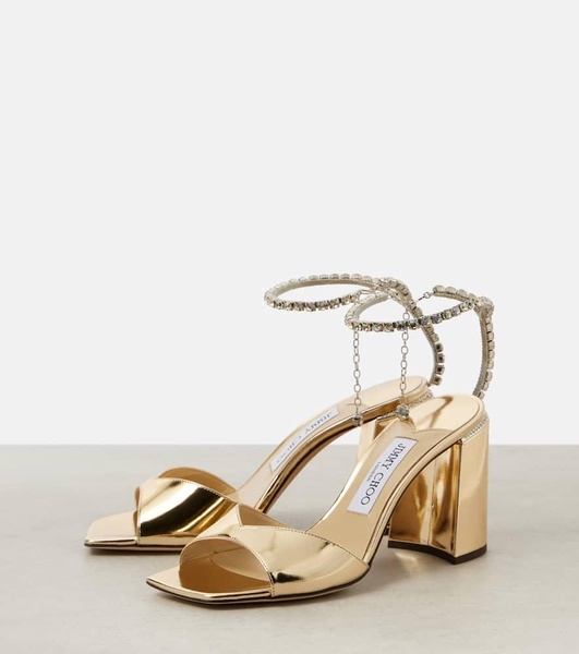 Saeda 85 embellished metallic leather sandals