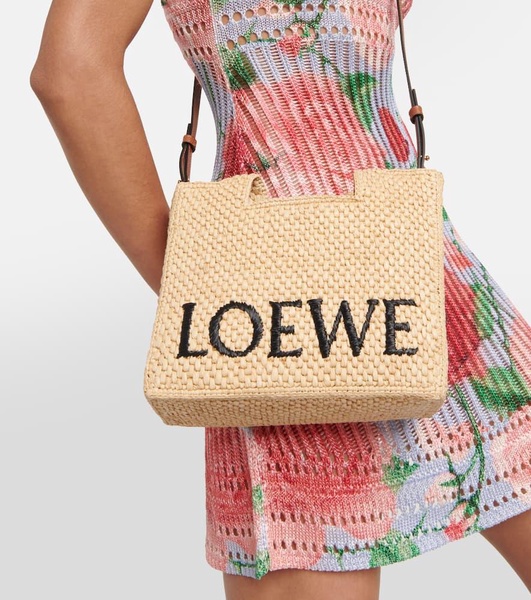 Paula's Ibiza Small logo raffia tote bag