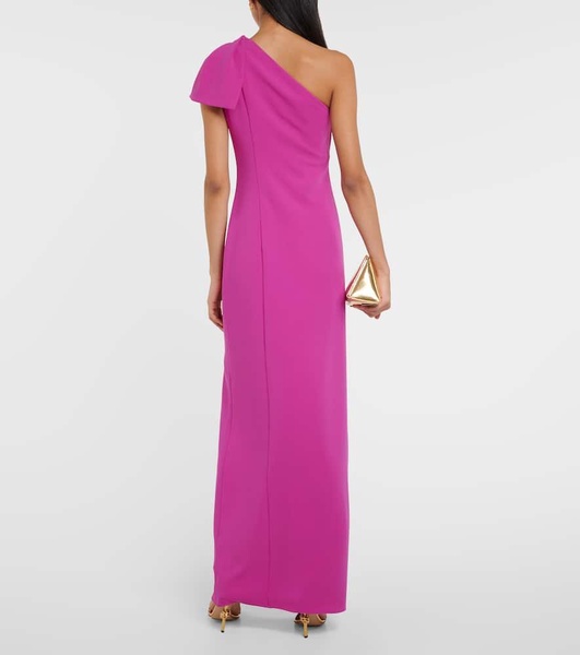 Bow-detail one-shoulder cady gown