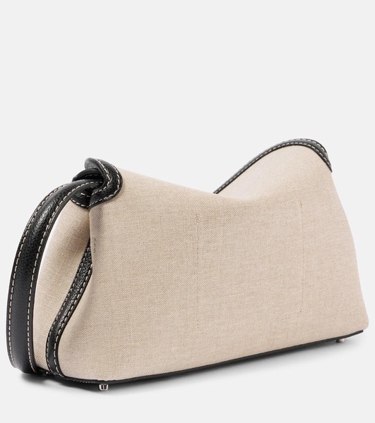 T-Lock leather-trimmed canvas clutch