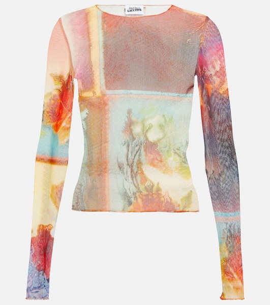 Scarf printed mesh top