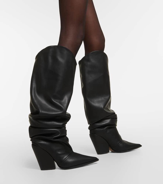 Faux leather knee-high boots