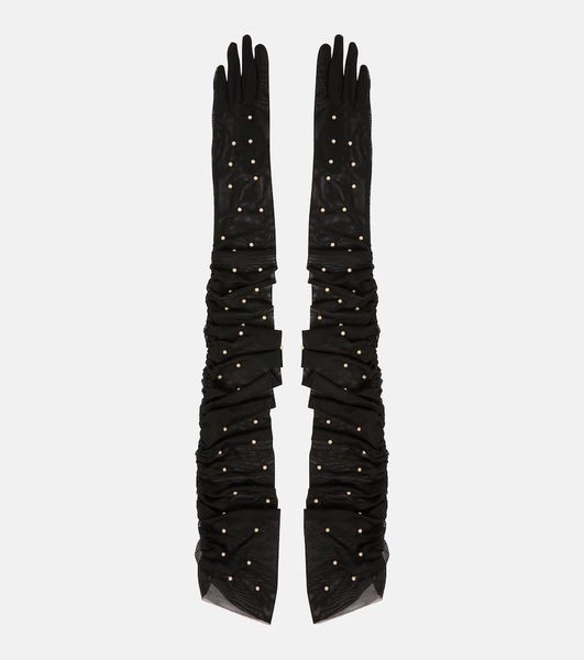 Leontyne embellished ruched gloves