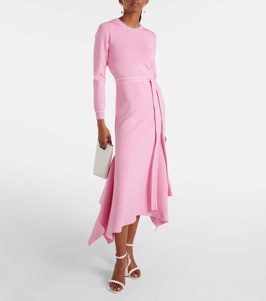 Belted knitted midi dress