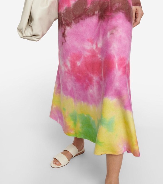 Tie-dye cashmere and silk midi dress