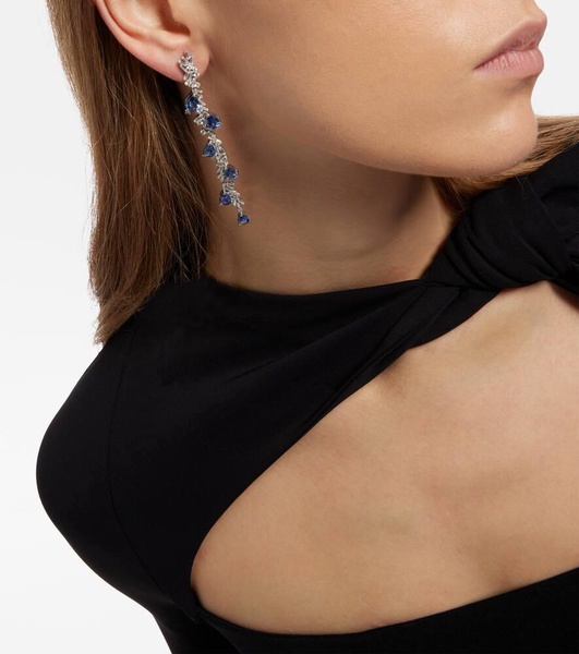 18kt white gold drop earrings with diamonds and sapphires