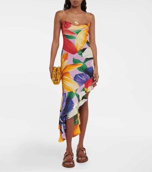 Printed asymmetrical midi dress