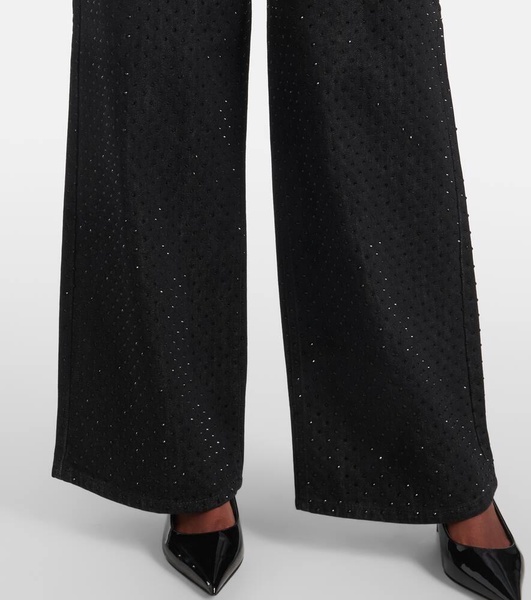 Rhinestone-embellished wide-leg jeans