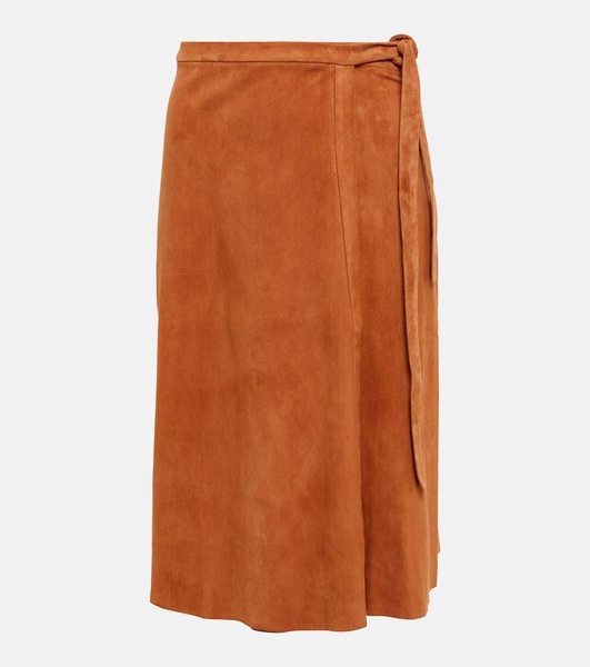 Mindy high-rise suede midi skirt