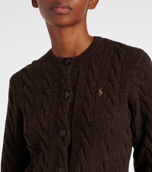 Cable-knit wool and cashmere cardigan