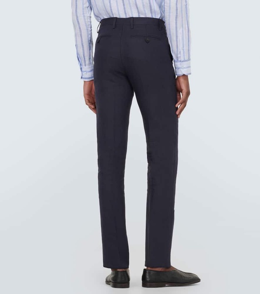 Mid-rise linen tapered pants