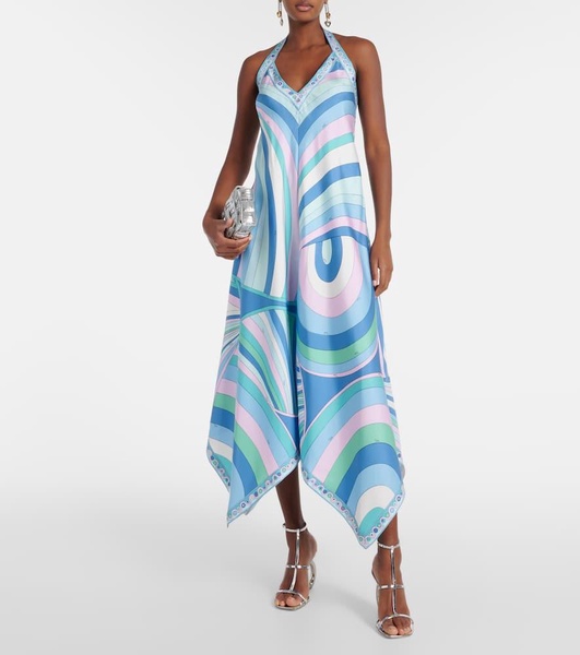 Iride silk twill maxi dress