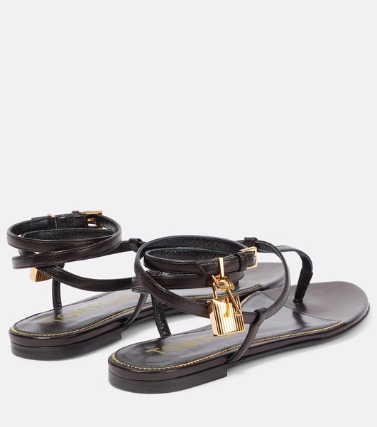 Padlock leather thong sandals