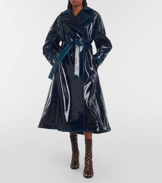 Coated wool-blend trench coat