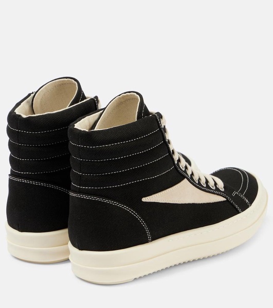 Suede-trimmed denim high-top sneakers