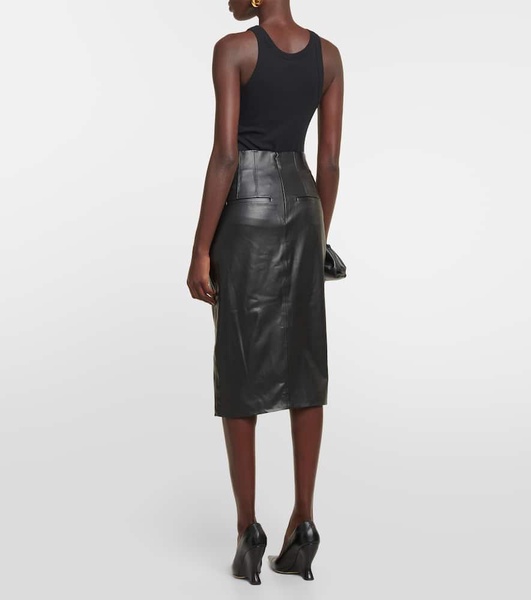 Barrie faux leather midi skirt