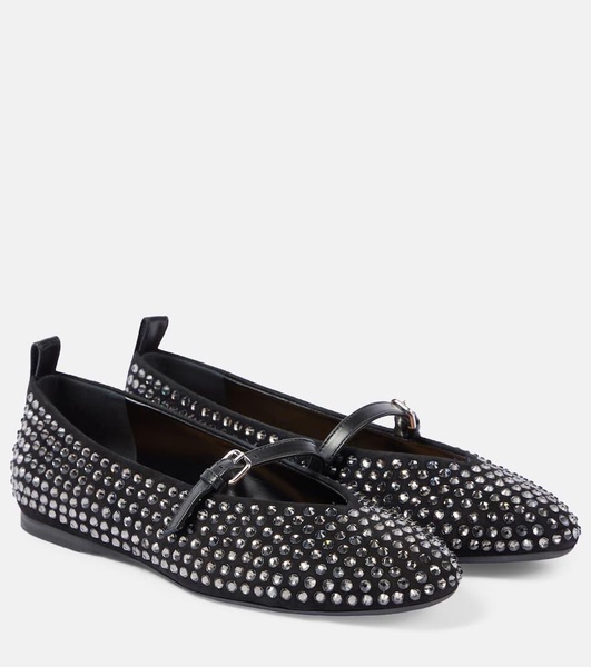 Embellished leather Mary Jane flats