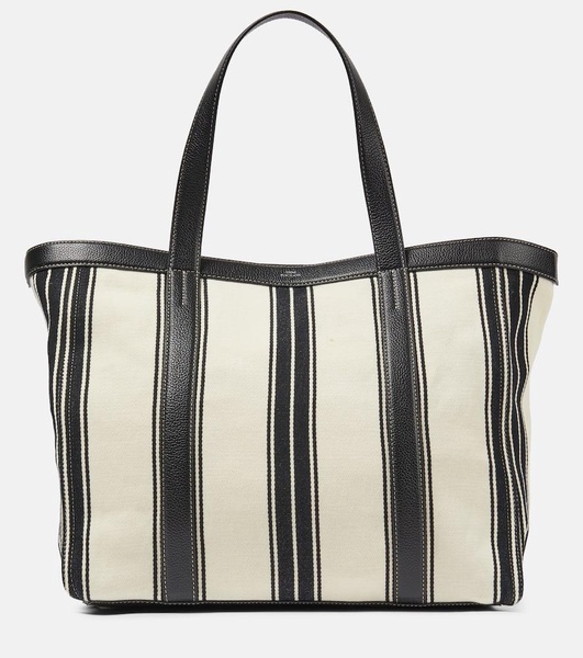 Striped jacquard canvas tote bag