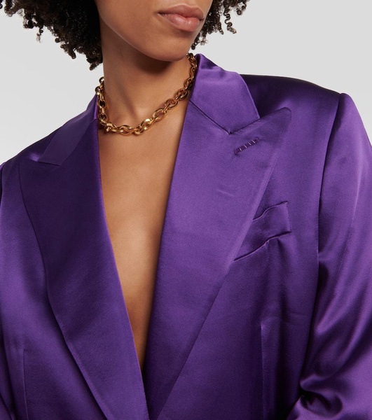 Double-breasted satin blazer