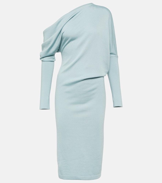 Off-shoulder cashmere-blend midi dress