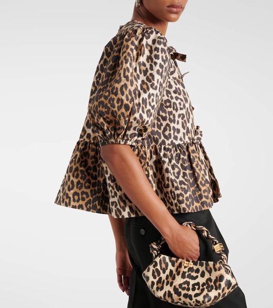 Leopard-print cotton poplin blouse