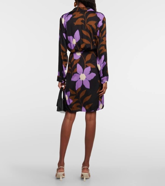 Printed satin wrap dress