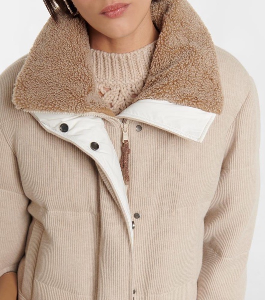 Cashmere corduroy down jacket