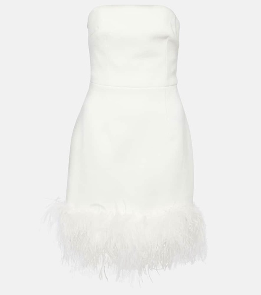 Bridal Evelyn feather-trimmed minidress