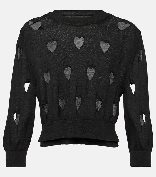 Love Heart cutout wool and silk sweater