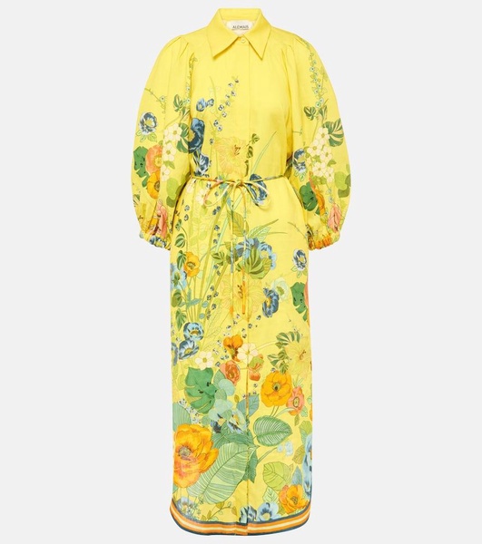 Cresida floral-print linen midi shirt dress 