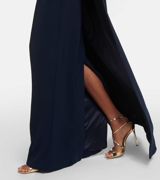 Embellished cape crêpe gown