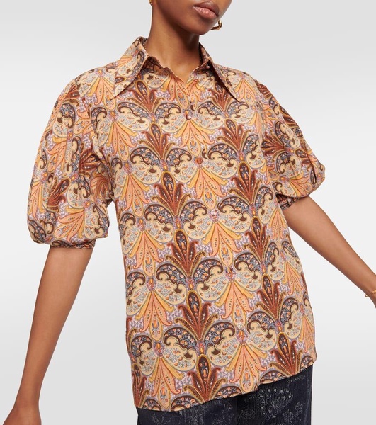 Printed silk top