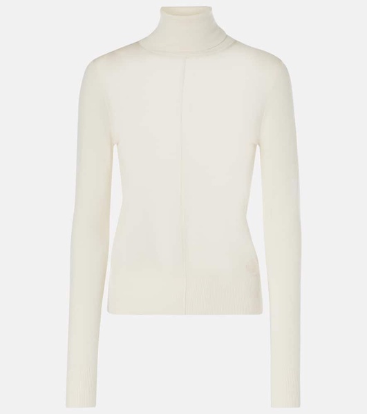 Semi-sheer wool turtleneck top