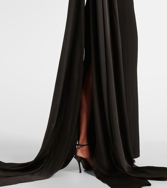 Ophelia caped satin-trimmed maxi dress