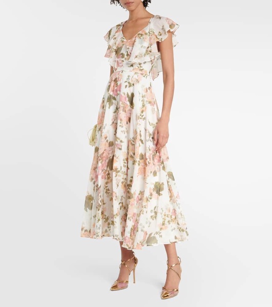 Theophila floral cotton and silk maxi dress